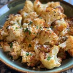 Juicy, crispy cauliflower florets garnished with fresh parsley and lemon juice.