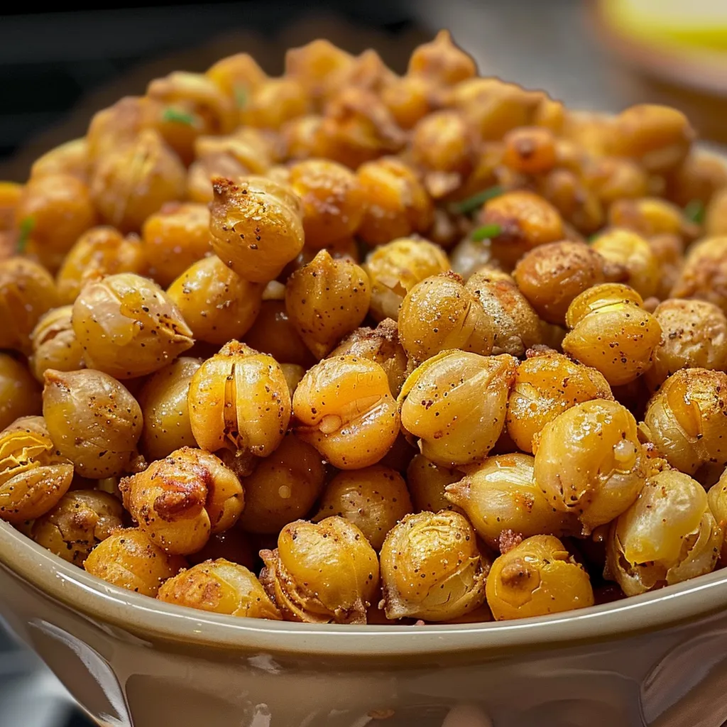 Delicious roasted chickpeas in a bowl, ready to be enjoyed as a snack.