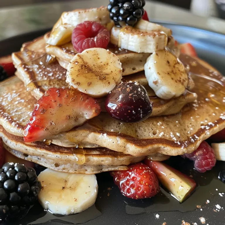 Delicious stack of banana pancakes with a sprinkle of cinnamon.