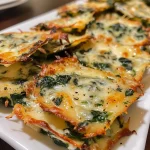 Juicy spinach cheese crisps arranged neatly, showcasing their golden brown edges.