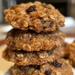 Soft and chewy oatmeal cookies with a sprinkle of cinnamon and bits of apple.