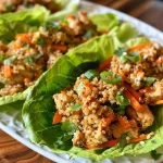 Delicious Chicken Quinoa Lettuce Wraps garnished with sesame seeds and cilantro.