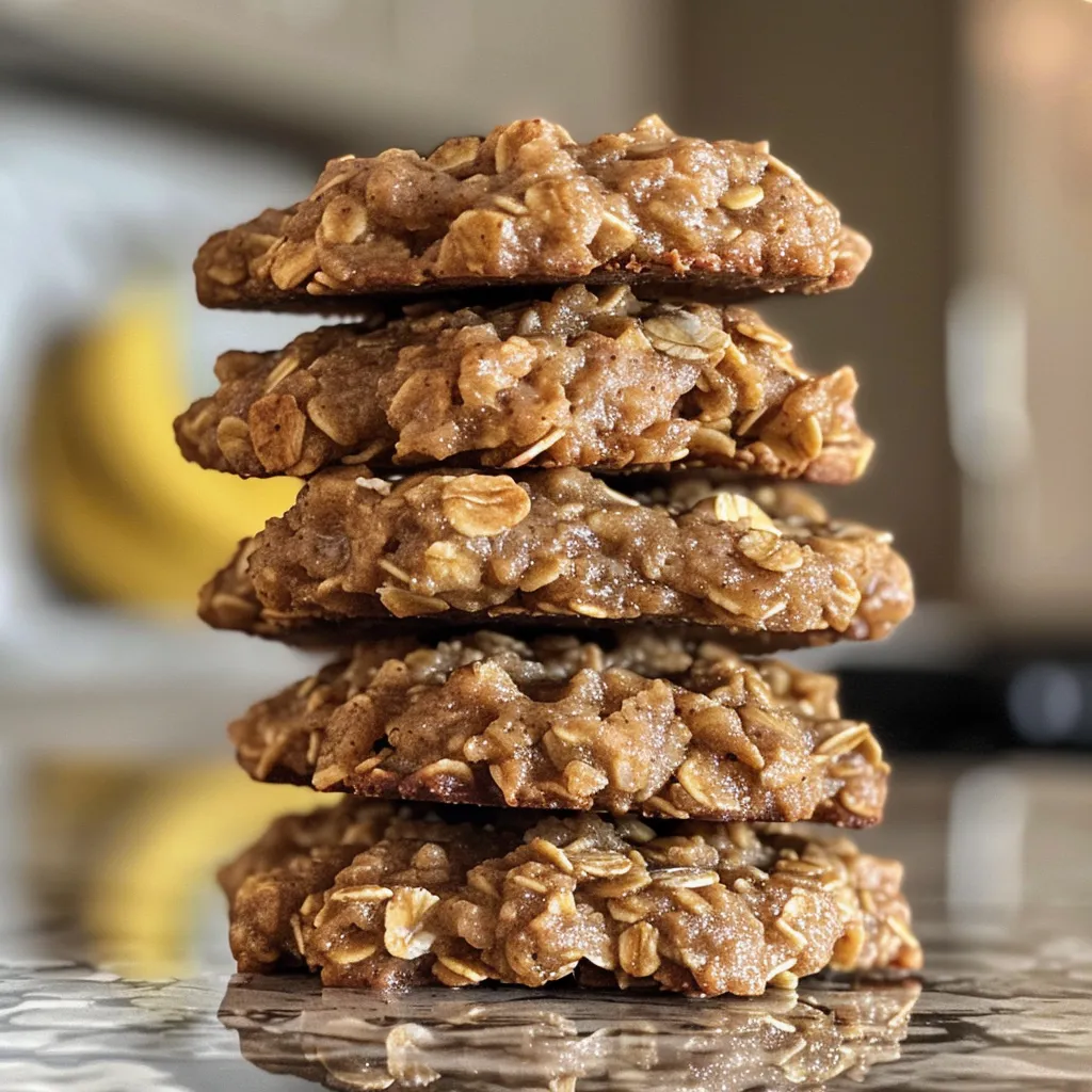 Close-up of a single banana oatmeal cookie, highlighting its soft and moist surface.