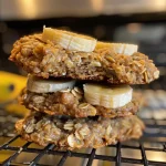 A cluster of warm banana oatmeal peanut butter cookies with a rustic appearance.