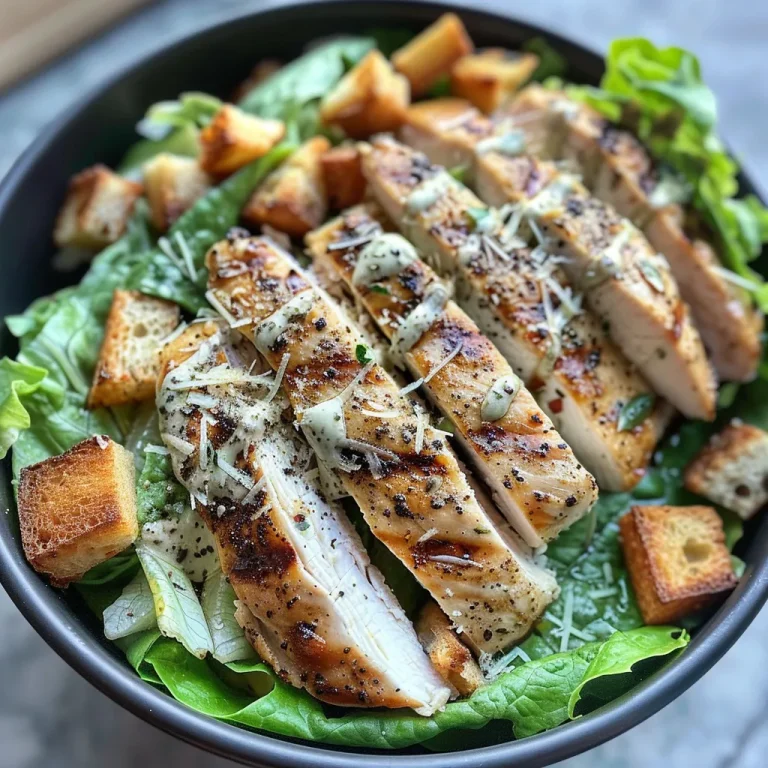 Detailed shot of a Caesar Chicken Bowl showcasing juicy chicken, croutons, and freshly grated parmesan.
