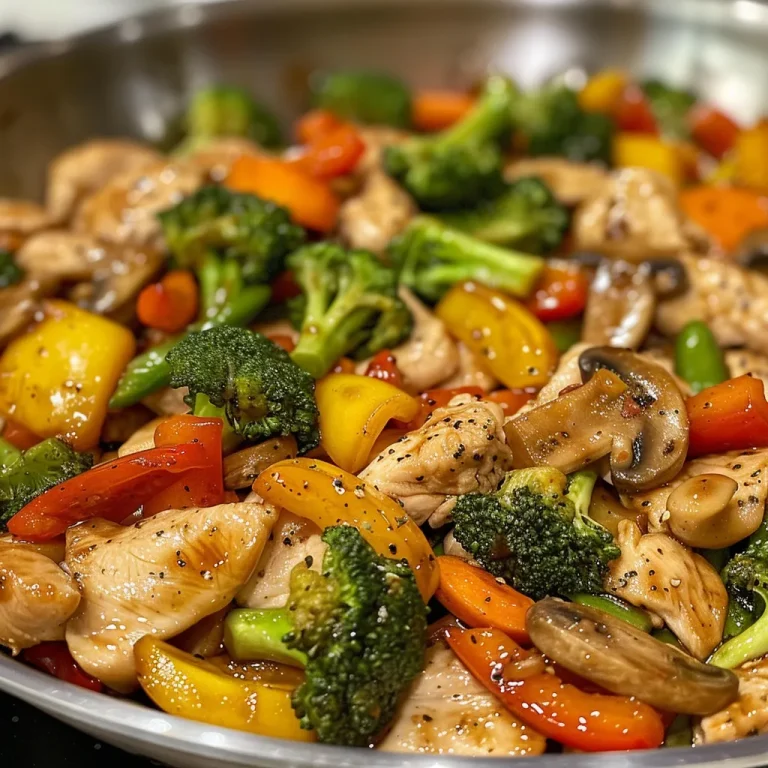 Close-up of sautéed chicken pieces with julienned carrots and sesame garnish.