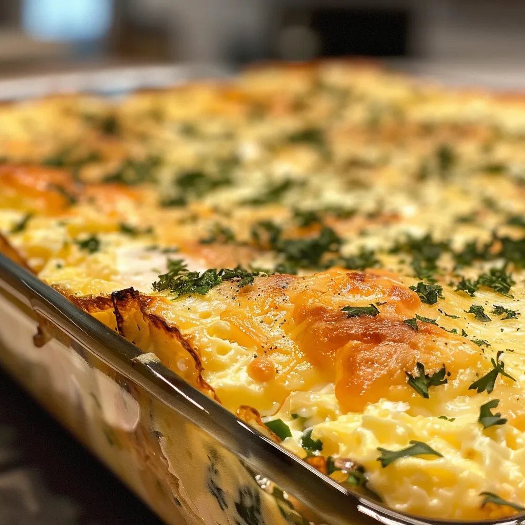 Delicious Cottage Cheese Egg Bake with chopped vegetables and a crusty top, photographed from the side.