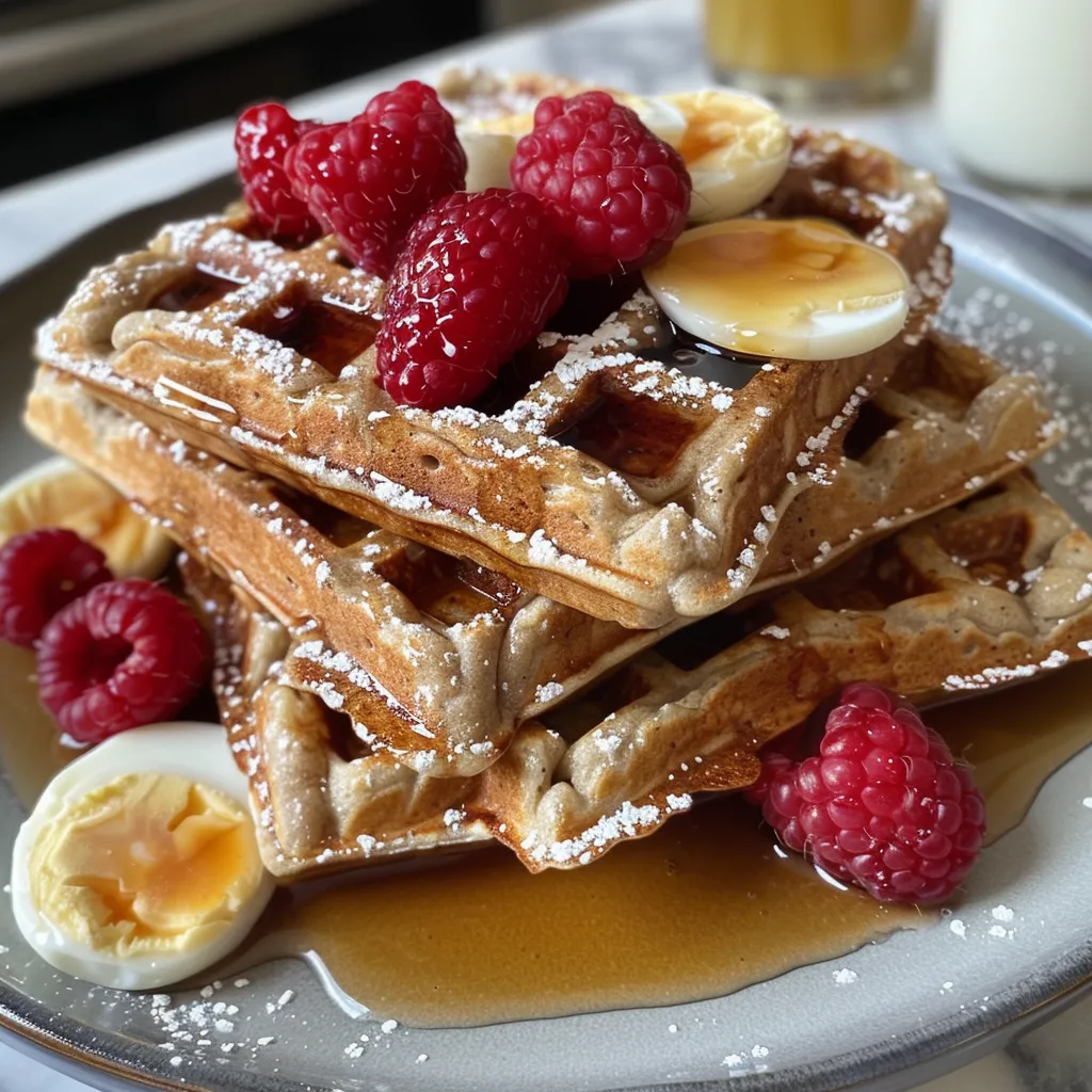 Mouth-watering oatmeal waffles in a cozy, inviting setting.
