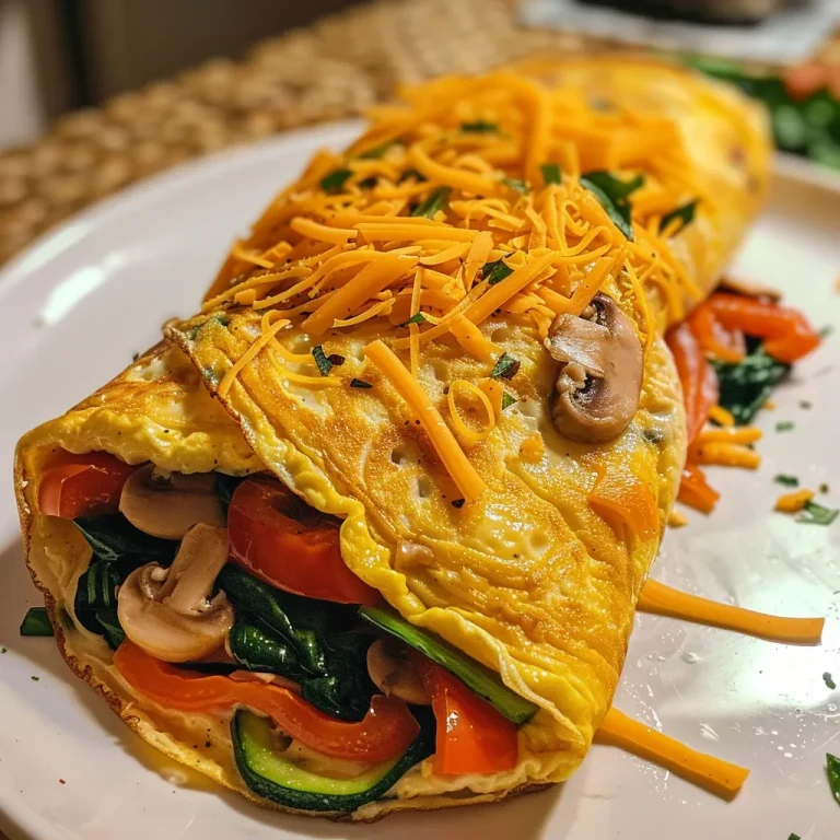 A delicious, effortless veggie omelette roll with mixed vegetables and melted cheese.