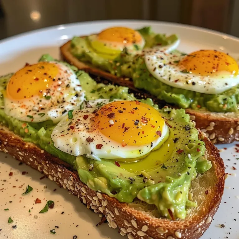 A delicious serving of Egg Avocado Toast featuring ripe avocado spread and an egg on toasted bread.