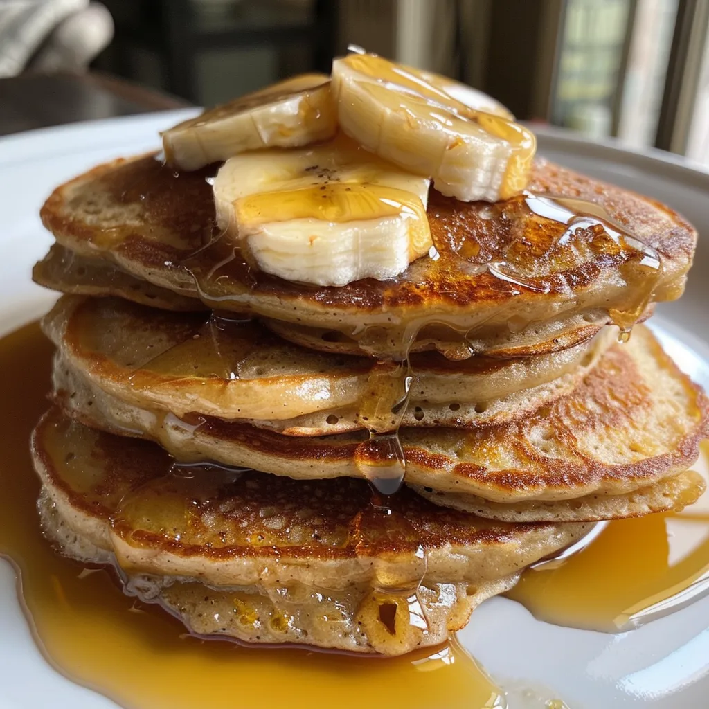 Deliciously plated flourless pancakes made with banana and protein powder, ready to be served.