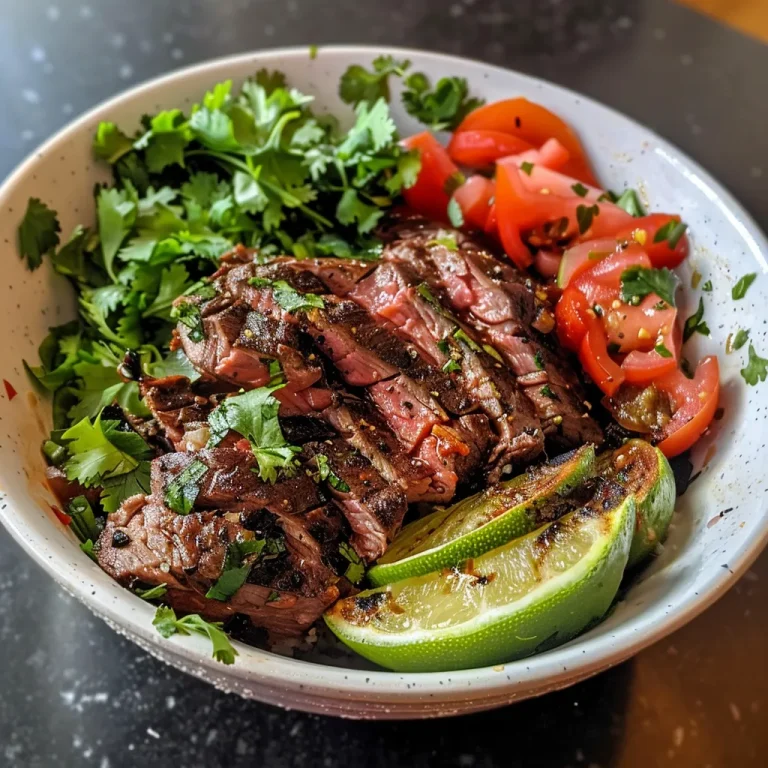 Appetizing Healthy Steak Bowl showcasing juicy steak over a bed of greens and grains.