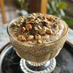 Close-up of vibrant chia seed pudding in a stylish dish, highlighting the ingredients.