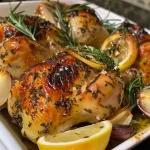 Savory whole chicken roasted to a golden brown with garlic and herbs.