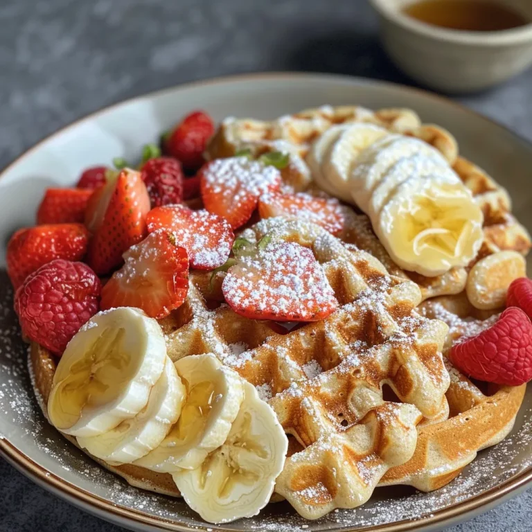 Wholesome Oat Waffles: A Breakfast Delight You Can Whip Up in Minutes A detailed view of crispy oat waffles with a drizzle of maple syrup.