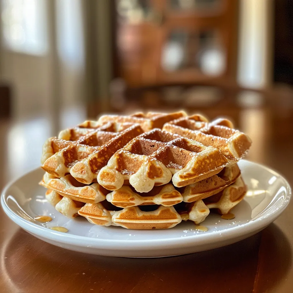 Side profile of freshly made oat waffles, adorned with a hint of cinnamon.