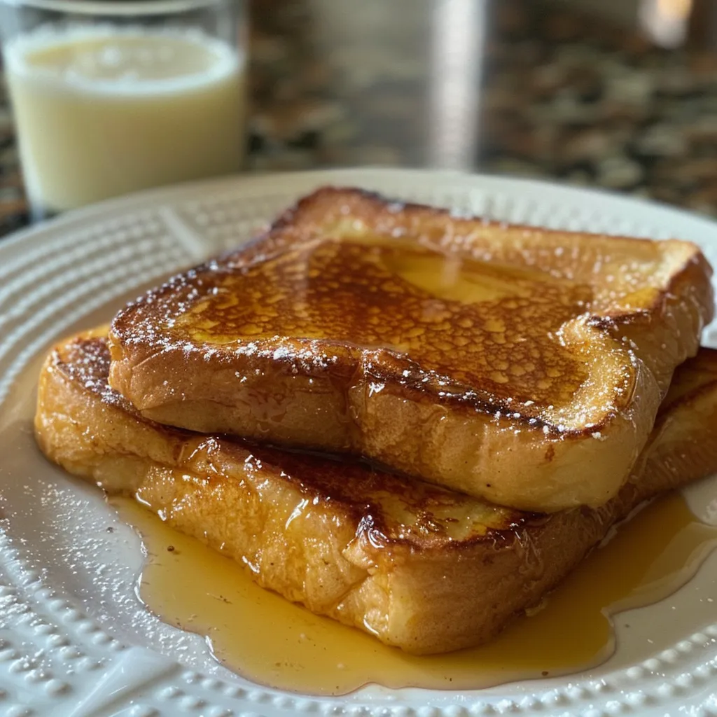 Close-up of Protein French Toast with optional powdered sugar toppings.
