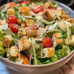A delicious Romaine Caesar Bowl showcasing fresh ingredients like lettuce, grilled chicken, and cherry tomatoes.