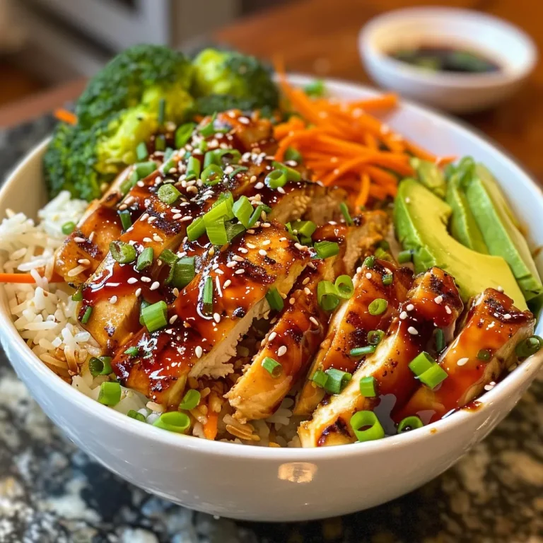 Quick and Delicious: Your New Favorite Teriyaki Chicken Bowl Juicy Teriyaki Chicken served over white rice, topped with sesame seeds, mayonnaise, and sriracha.