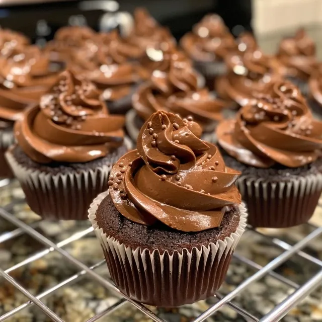 Decadent Mini Chocolate Cupcakes That Elevate Any Celebration Mini chocolate cupcakes with a glossy cream cheese frosting on a white plate.