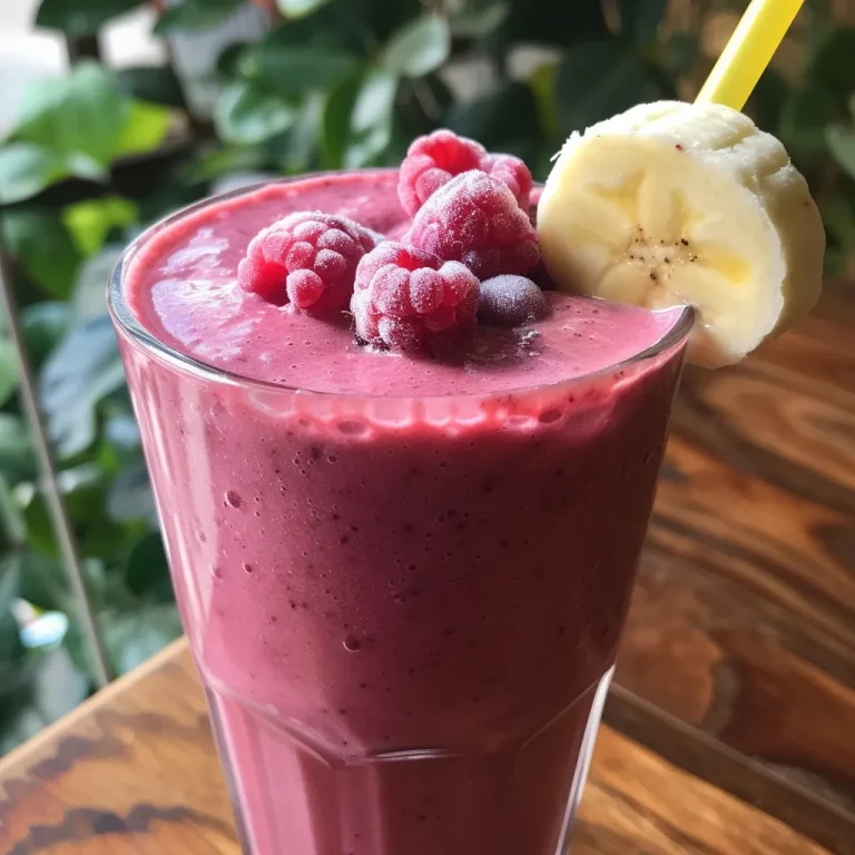 Energizing Banana Berry Smoothies for a Quick Boost A delicious smoothie made with banana and mixed berries, served in a tall glass.
