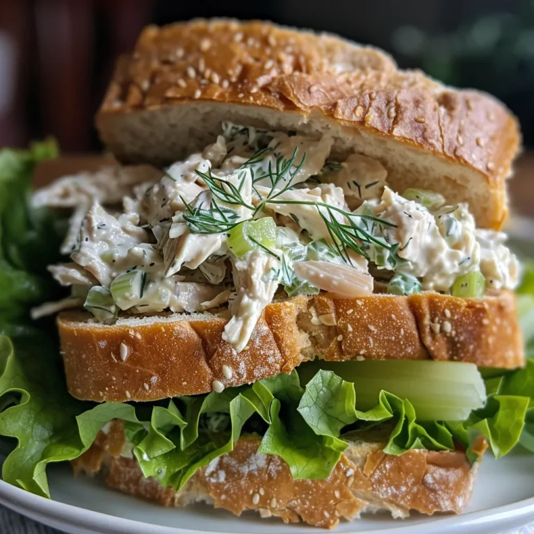 Effortless Chicken Salad Sandwiches for Busy Days Close-up view of a Chicken Salad Sandwich with shredded chicken and vibrant vegetables.