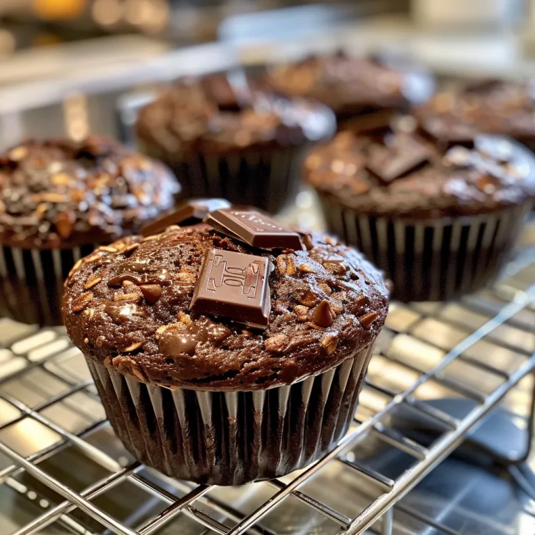 Whisking Up Joy Irresistible Chocolate Love Muffins for Every Occasion Close-up view of a chocolate muffin with a glossy top and chocolate chunks.