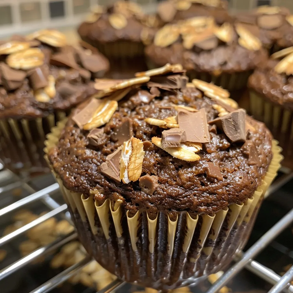Side view of freshly baked chocolate love muffins with a moist texture.