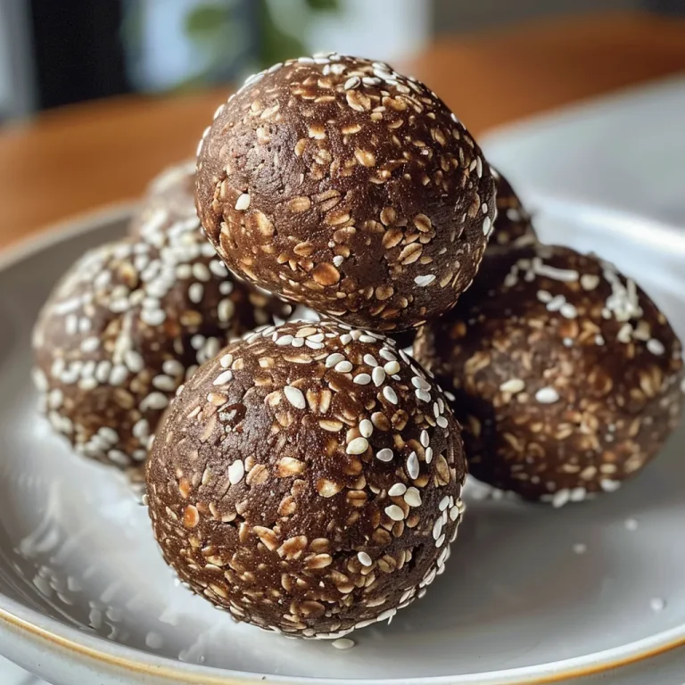 Close-up view of chocolate protein bliss balls on a wooden surface.
