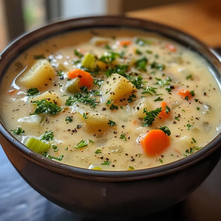 Close-up view of a delicious cream of vegetable soup with vibrant vegetables and a smooth texture.