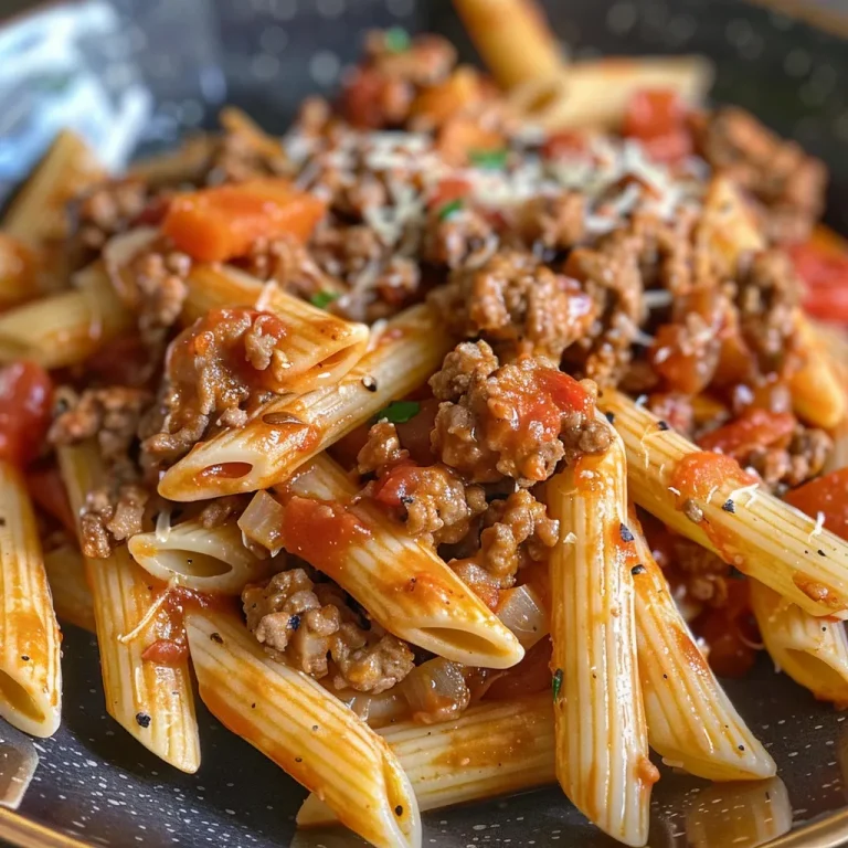 Side view of a bowl filled with high protein beef pasta.