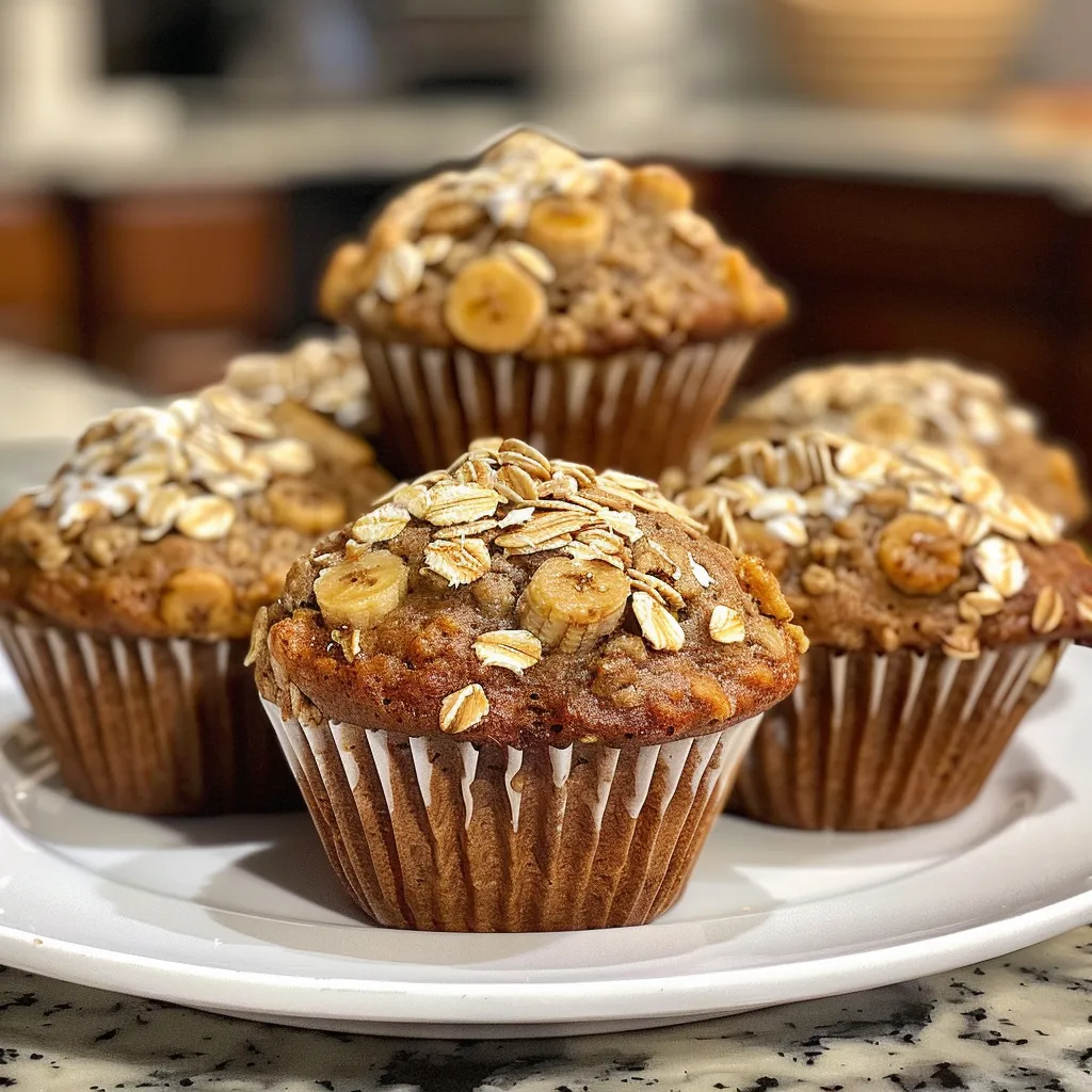 Juicy banana muffins, showcasing a slightly domed top and a rustic appearance.