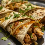 Juicy garlic butter chicken wraps with melted cheese peeking out.