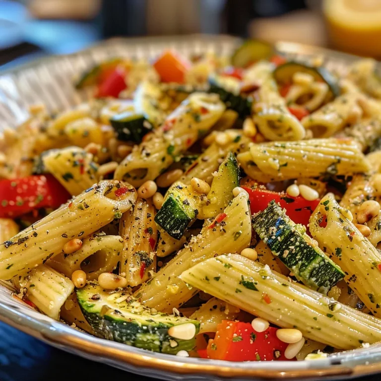 Close-up view of Gluten-Free Dairy-Free Pasta Primavera with colorful vegetables.