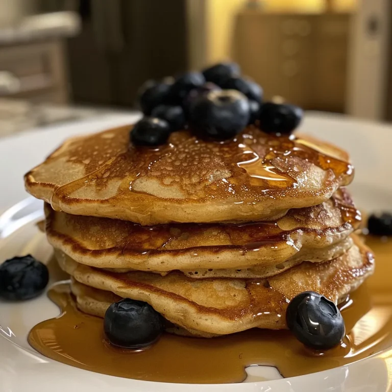 Fluffy Greek Yogurt Pancakes A Simple Morning Delight Close-up of golden-brown Greek yogurt pancakes stacked on a plate.