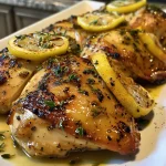 Tender chicken breasts drizzled with lemon juice and olive oil.