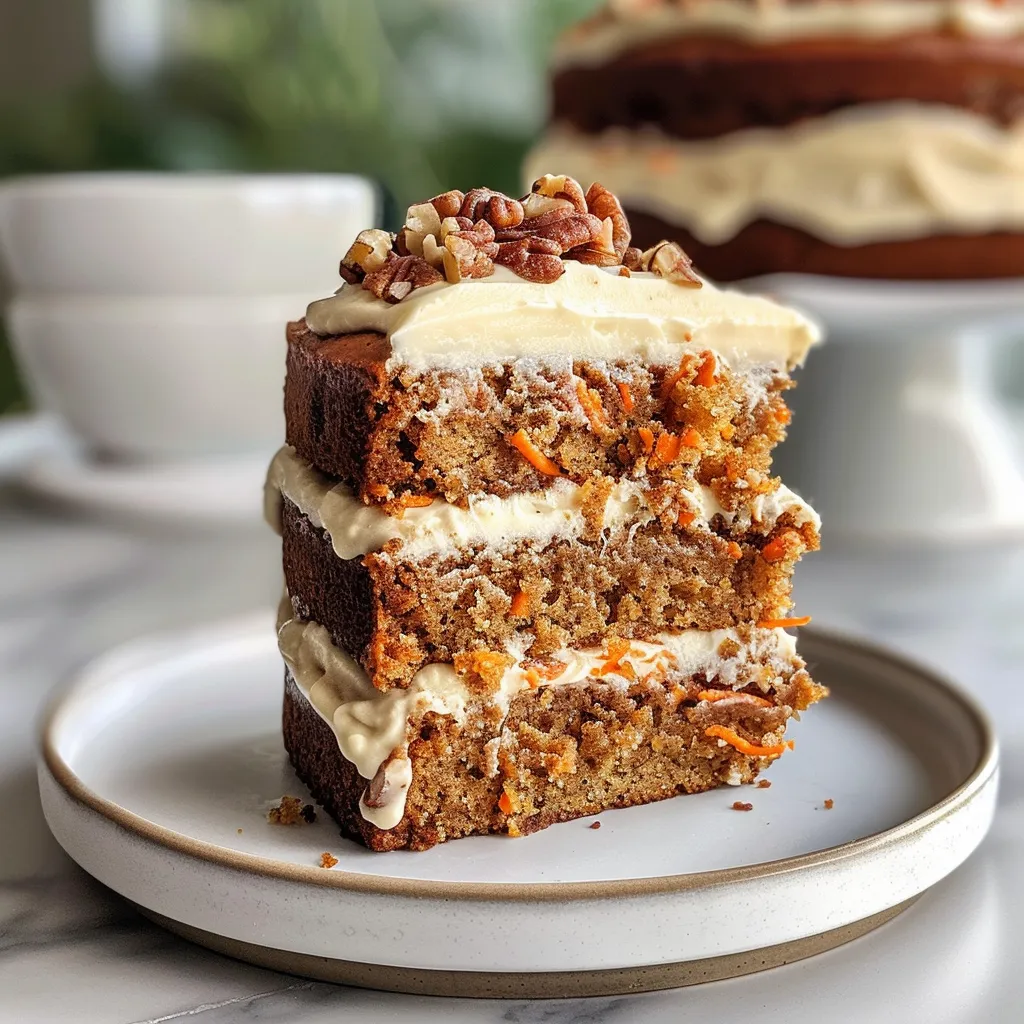 Detailed view of a mini carrot cake, showcasing its layers and creamy frosting.