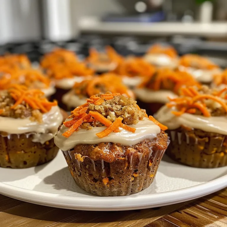 A delicious looking mini carrot cake, showcasing shredded carrots and vibrant color.