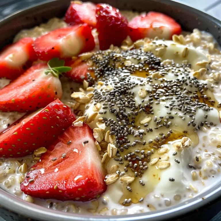 A bowl of protein oats made with vanilla and strawberries, highlighting the texture and colorful ingredients.