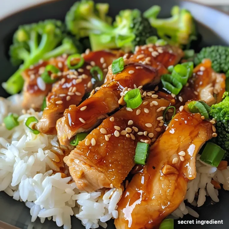 Side profile of Teriyaki Chicken, highlighting its juicy texture and vibrant garnishes.