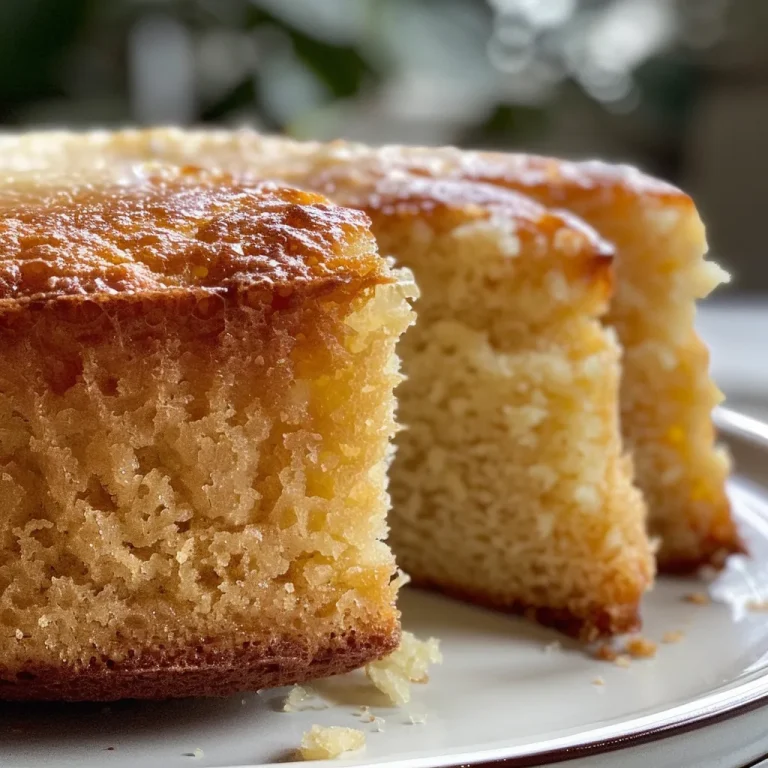 A Delightfully Light Yogurt Cake to Brighten Your Day A detailed side view of a yogurt cake, highlighting its fluffy consistency and slight shine on the surface.