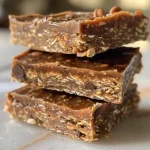 Close-up side view of high protein prepper bars on a wooden surface.