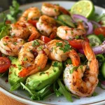 Close-up of a colorful Tomato Cucumber Avocado Salad with fresh ingredients.