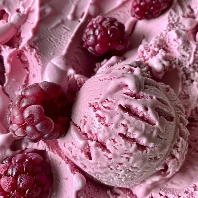 Chill Out with This Effortless Homemade Berry Frozen Yogurt Close-up of creamy homemade berry frozen yogurt with visible berries.