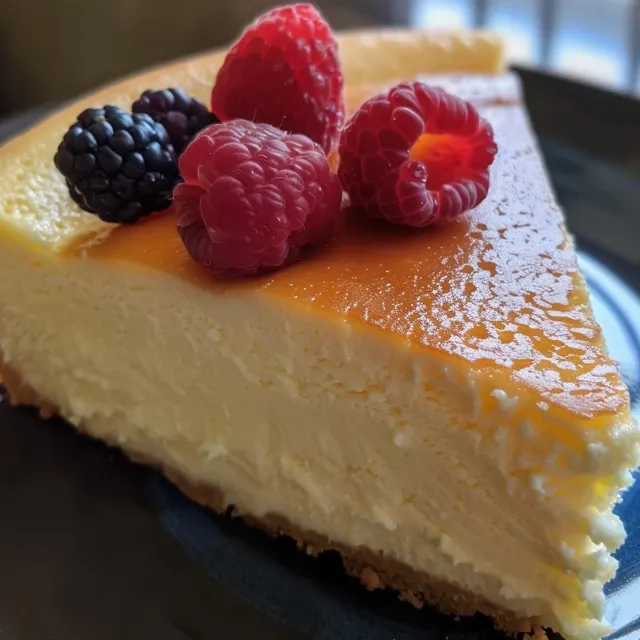Side view of a creamy Japanese cheesecake on a white plate.