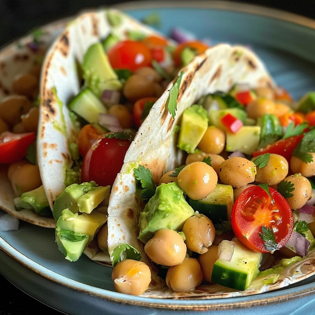 Side view of a delicious wrap showcasing chickpeas, avocado, and vibrant veggies.