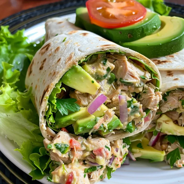 Close-up of a delectable avocado ranch tuna wrap filled with fresh ingredients.