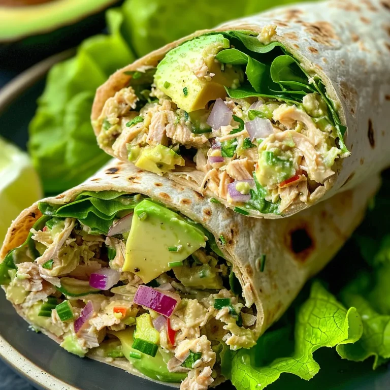 Quick and Delicious Avocado Tuna Salad Wraps A Weeknight Winner A close-up side view of an avocado tuna salad wrap filled with vibrant ingredients.