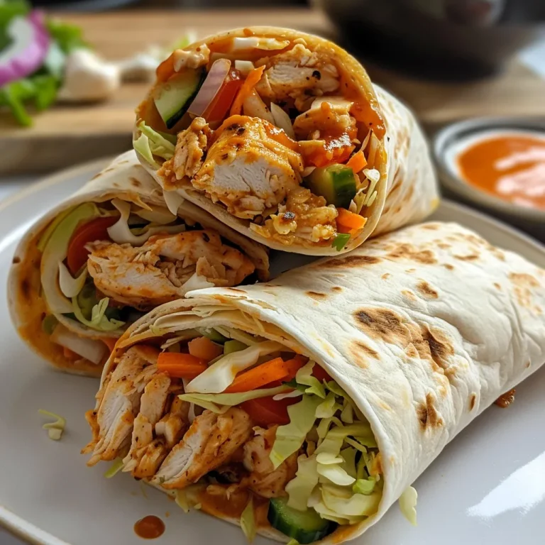 Effortless BBQ Chicken Wraps A Flavorful Delight for Any Night Juicy BBQ chicken wrap with colorful vegetables displayed in a close-up view.