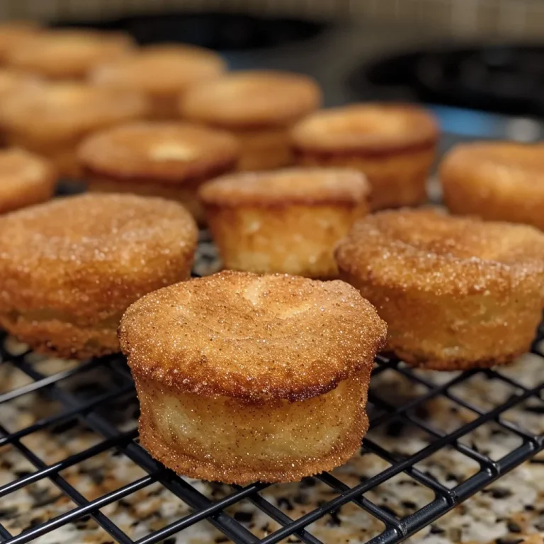 Bite-Sized Bliss Whip Up Cinnamon Sugar Mini Donut Muffins in No Time Close-up view of golden-brown mini donut muffins coated in cinnamon sugar.